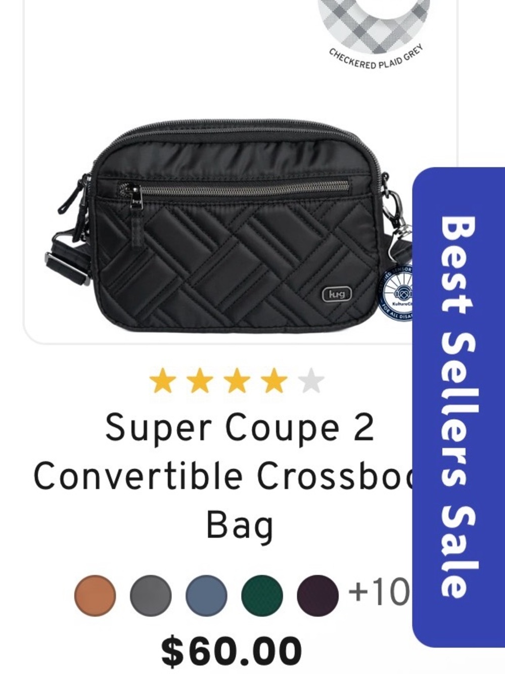 NWT lug Black Quilted Convertible Messenger Crossbody Bag